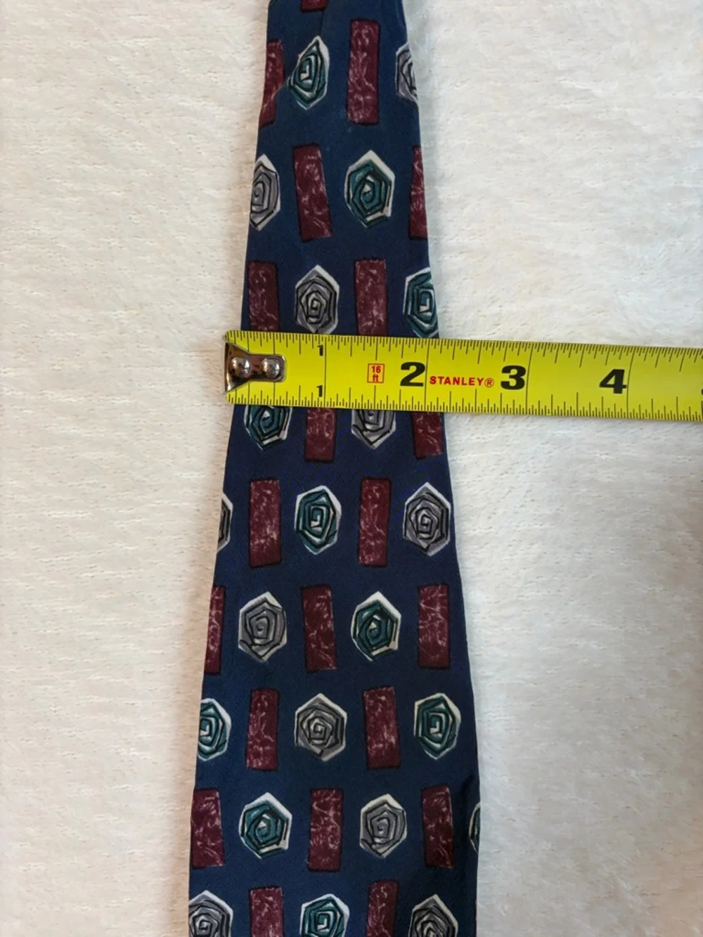 Don Loper Men's Geometric Blue Burgundy Gray Green Silk‎ Woven Designer Tie